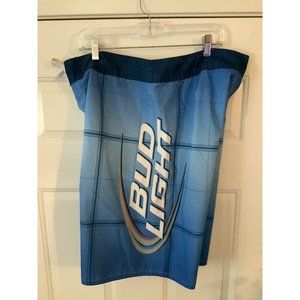 Mens Official Bud Light Blue Beer‎ Swim Trunks Size